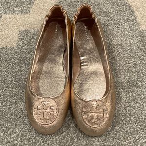 Tory Burch Minnie flats rose gold